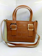 Leather handbag with long strap