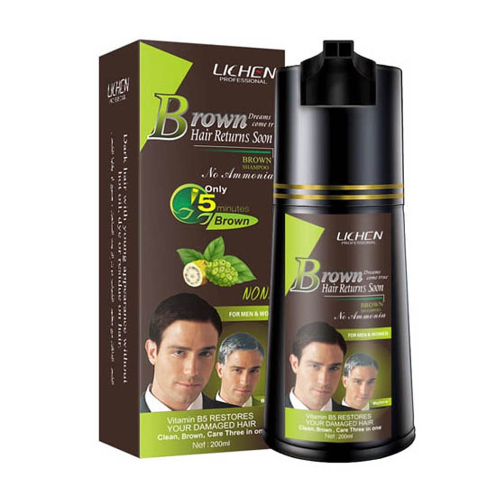Lichen Brown Hair Color Shampoo 400 ML